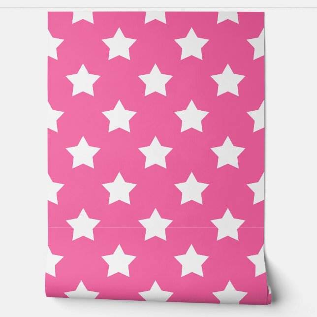 Roze witte sterren patroon achtergrond behang (Afrollen)