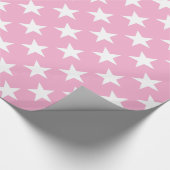 Roze Witte Sterren Patroon Gift Schattig Elegant M Cadeaupapier (Hoek)