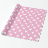 Roze Witte Sterren Patroon Gift Schattig Elegant M Cadeaupapier (Uitgerold)