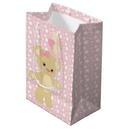 ROZE & WITTE STERREN & TAAN KNUUFFELOK BALLOONS MEDIUM CADEAUZAKJE