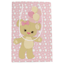 ROZE & WITTE STERREN & TAAN KNUUFFELOK BALLOONS MEDIUM CADEAUZAKJE