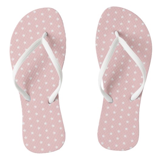 Roze Witte Sterrenpatroon Teenslippers (Voetbed)