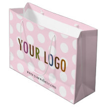 Roze & Witte Stip Geschenkzak met Zakelijk Logo