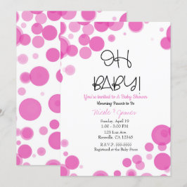 Roze & Witte Stipbel Bubbels OH BABY Feestje Kaart
