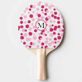 Roze witte Stippen Aangepaste monogram Pingpongped Tafeltennisbatje