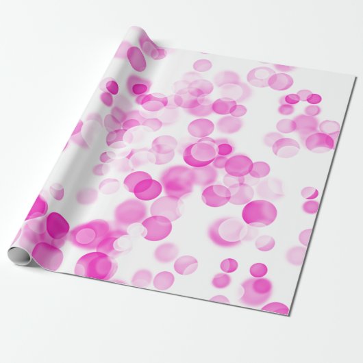 Roze witte Stippen Bubbels Bokeh Effect Cadeaupapier (Uitgerold)