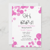 Roze & Witte Stippen Bubbles OH BABY Feestje Kaart (Voorkant)