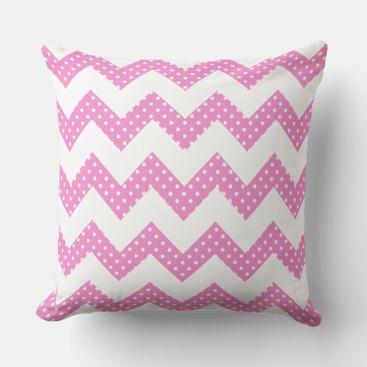 Roze Witte Stippen Chevron Sierkussens Kussen (Voorkant)