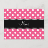 Roze witte stippen, gepersonaliseerde naam briefkaart (Voorkant)