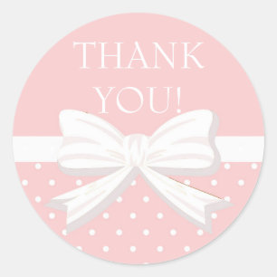 Roze Witte Stippen Kleine Meisje Dank Je Ronde Sticker