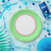 Roze Witte Stippen Mintgroen Papieren Bordje (Feest)
