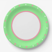 Roze Witte Stippen Mintgroen Papieren Bordje (Voorkant)