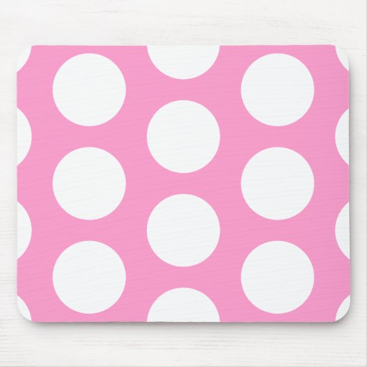 Roze & Witte Stippen Muismat (Voorkant)