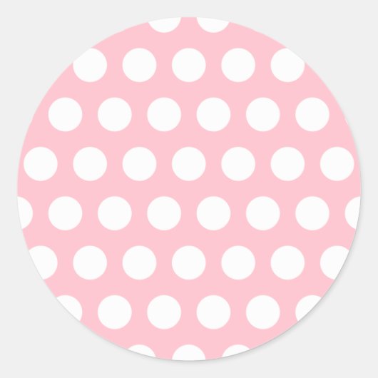 Roze & Witte Stippen Ronde Sticker (Voorkant)