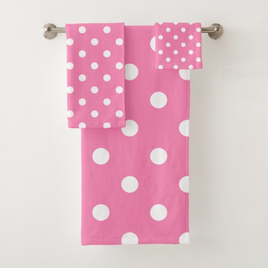 Roze & Witte Stippen Stip Bad Handdoek (Insitu)
