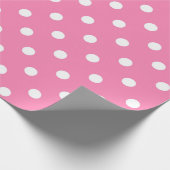 Roze & Witte Stippen Stip Verjaardagsfeestje Cadeaupapier (Hoek)