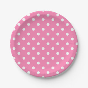 Roze & Witte Stippen Stip Verjaardagsfeestje Papieren Bordje