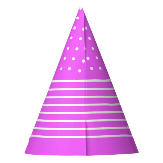 Roze, Witte Stippen, Strepen Party Pet Feesthoedjes (Achterkant)