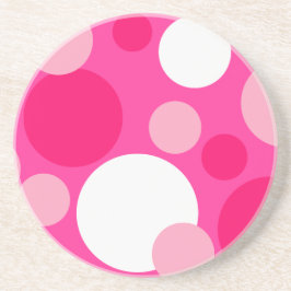Roze & Witte Stippen Zandsteen Onderzetter