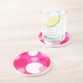 Roze & Witte Stippen Zandsteen Onderzetter (Zijkant)