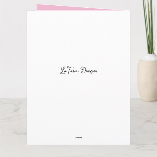 Roze & Witte Streep Bloemen 1st Lady Jubileum Kaart (Achterkant)