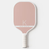 Roze witte streep Eenvoudig modern monogram Pickleball Paddle (Voorkant)