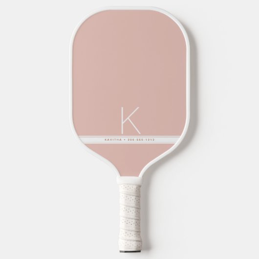 Roze witte streep Eenvoudig modern monogram Pickleball Paddle (Voorkant)