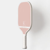 Roze witte streep Eenvoudig modern monogram Pickleball Paddle (Links)