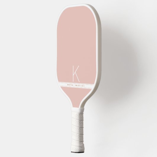 Roze witte streep Eenvoudig modern monogram Pickleball Paddle (Links)