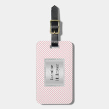 ROZE WITTE STREEP GLITTER AANGEPASTE BAGAGETAG
