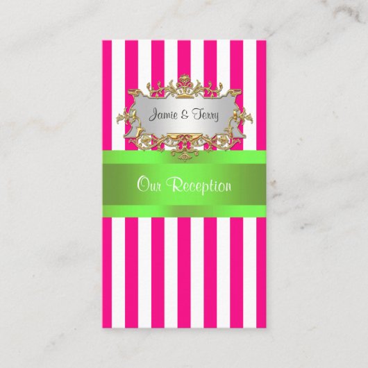 Roze witte streep, limoen groene lint Plaatskaart Plaatskaartje (Voorkant)