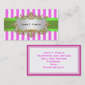 Roze witte streep, Limoen lint, goud ingelijst lab Visitekaartje (Voorkant / Achterkant)