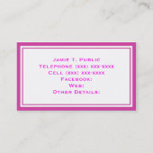 Roze witte streep, Limoen lint, goud ingelijst lab Visitekaartje (Achterkant)