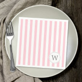Roze Witte Streep monogram baby shower decor Servet