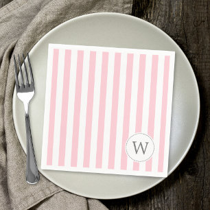 Roze Witte Streep monogram baby shower decor Servet