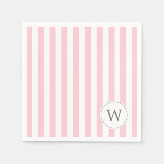 Roze Witte Streep monogram baby shower decor Servet (Voorkant)