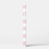 Roze & witte streep monogram iPhone case (Achterkant / Rechts)