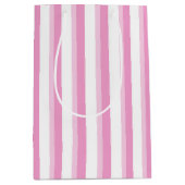 Roze witte streep patroonpartij medium cadeauzakje (Voorkant)