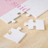 Roze & Witte Streep Ze zei Ja! Kleuren Puzzels (Zijkant)