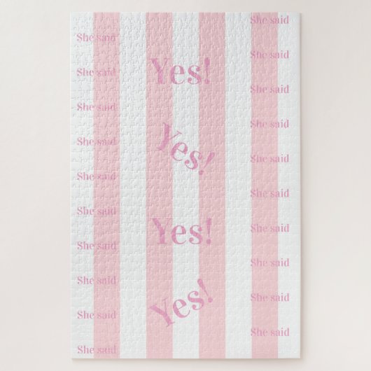 Roze & Witte Streep Ze zei Ja! Kleuren Puzzels (Verticaal)