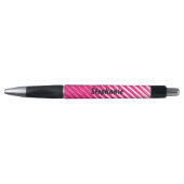 Roze witte strepen Art Aangepaste naam Cute Gift F Pen (Voorkant)