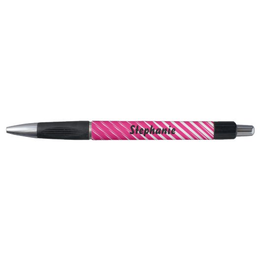 Roze witte strepen Art Aangepaste naam Cute Gift F Pen (Voorkant)