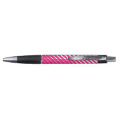 Roze witte strepen Art Aangepaste naam Cute Gift F Pen (Achterkant)