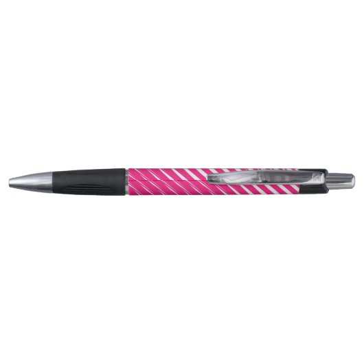 Roze witte strepen Art Aangepaste naam Cute Gift F Pen (Achterkant)