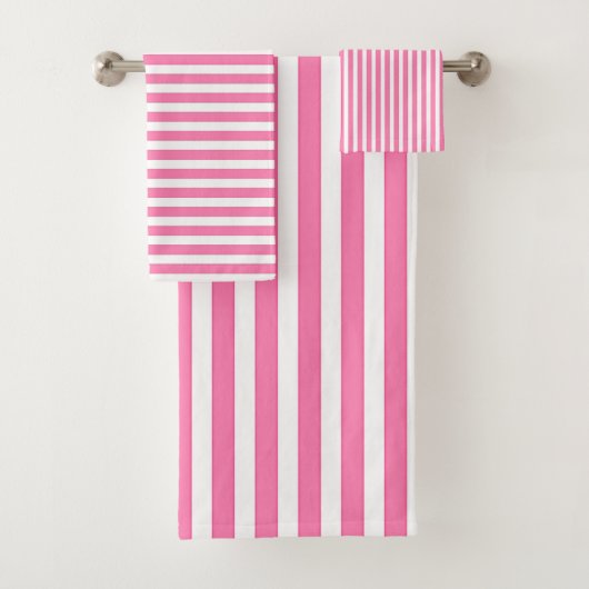 Roze + Witte Strepen Cadeau Bad Handdoek (Insitu)