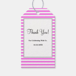 Roze/witte strepen cadeaulabel