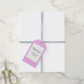 Roze/witte strepen cadeaulabel (Met Touw)