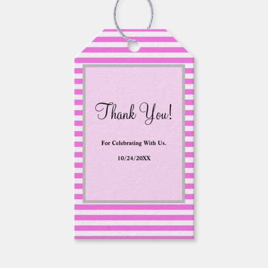 Roze/witte strepen CadeauLabels (Voorkant)