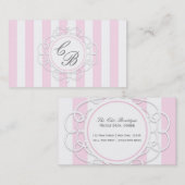 Roze & Witte Strepen Chic Boutique Visitekaartje (Voorkant / Achterkant)