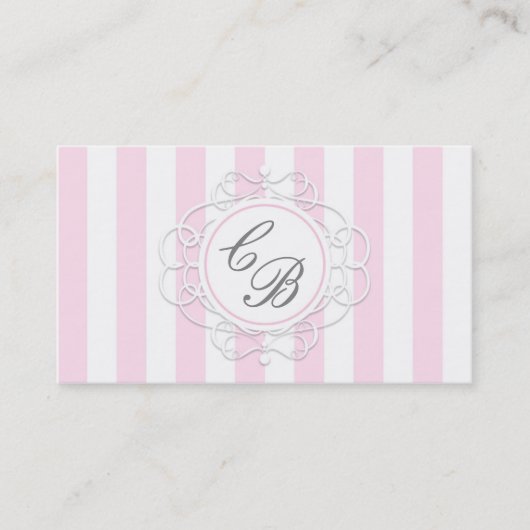Roze & Witte Strepen Chic Boutique Visitekaartje (Voorkant)